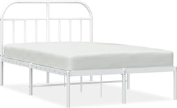 vidaXL - Bedframe - met - hoofdbord - metaal - wit - 120x200 - cm