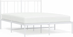 vidaXL - Bedframe - met - hoofdbord - metaal - wit - 120x200 - cm