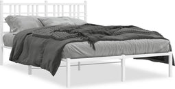 vidaXL - Bedframe - met - hoofdbord - metaal - wit - 120x200 - cm