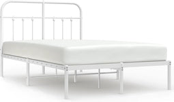 vidaXL - Bedframe - met - hoofdbord - metaal - wit - 120x200 - cm