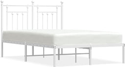 vidaXL - Bedframe - met - hoofdbord - metaal - wit - 135x190 - cm