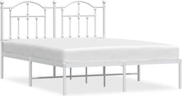 vidaXL - Bedframe - met - hoofdbord - metaal - wit - 135x190 - cm