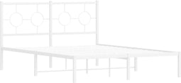 vidaXL - Bedframe - met - hoofdbord - metaal - wit - 135x190 - cm