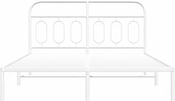 vidaXL - Bedframe - met - hoofdbord - metaal - wit - 135x190 - cm