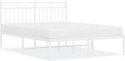 vidaXL - Bedframe - met - hoofdbord - metaal - wit - 135x190 - cm