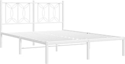 vidaXL - Bedframe - met - hoofdbord - metaal - wit - 135x190 - cm