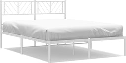 vidaXL - Bedframe - met - hoofdbord - metaal - wit - 135x190 - cm