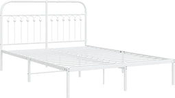 vidaXL - Bedframe - met - hoofdbord - metaal - wit - 135x190 - cm