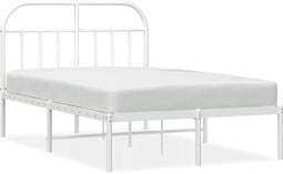 vidaXL - Bedframe - met - hoofdbord - metaal - wit - 135x190 - cm