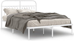 vidaXL - Bedframe - met - hoofdbord - metaal - wit - 140x190 - cm