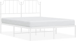 vidaXL - Bedframe - met - hoofdbord - metaal - wit - 140x190 - cm