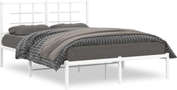 vidaXL - Bedframe - met - hoofdbord - metaal - wit - 140x190 - cm