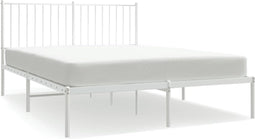 vidaXL - Bedframe - met - hoofdbord - metaal - wit - 140x190 - cm