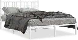vidaXL - Bedframe - met - hoofdbord - metaal - wit - 140x190 - cm
