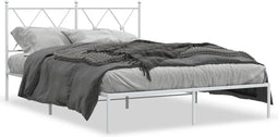 vidaXL - Bedframe - met - hoofdbord - metaal - wit - 140x190 - cm