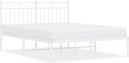 vidaXL - Bedframe - met - hoofdbord - metaal - wit - 140x190 - cm