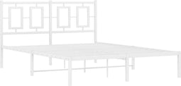vidaXL - Bedframe - met - hoofdbord - metaal - wit - 140x190 - cm