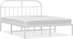 vidaXL - Bedframe - met - hoofdbord - metaal - wit - 140x190 - cm