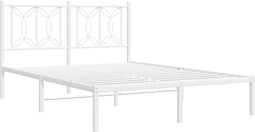 vidaXL - Bedframe - met - hoofdbord - metaal - wit - 140x190 - cm