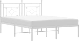 vidaXL - Bedframe - met - hoofdbord - metaal - wit - 140x190 - cm