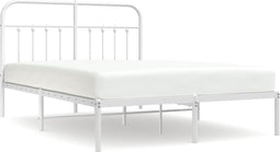 vidaXL - Bedframe - met - hoofdbord - metaal - wit - 140x200 - cm