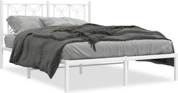 vidaXL - Bedframe - met - hoofdbord - metaal - wit - 140x200 - cm