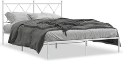 vidaXL - Bedframe - met - hoofdbord - metaal - wit - 140x200 - cm