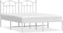 vidaXL - Bedframe - met - hoofdbord - metaal - wit - 140x200 - cm