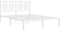 vidaXL - Bedframe - met - hoofdbord - metaal - wit - 140x200 - cm