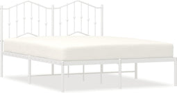 vidaXL - Bedframe - met - hoofdbord - metaal - wit - 140x200 - cm