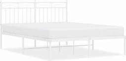 vidaXL - Bedframe - met - hoofdbord - metaal - wit - 140x200 - cm
