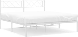 vidaXL - Bedframe - met - hoofdbord - metaal - wit - 140x200 - cm