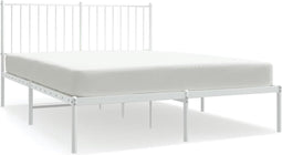 vidaXL - Bedframe - met - hoofdbord - metaal - wit - 140x200 - cm