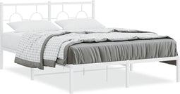 vidaXL - Bedframe - met - hoofdbord - metaal - wit - 140x200 - cm