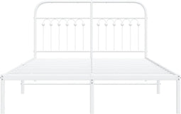 vidaXL - Bedframe - met - hoofdbord - metaal - wit - 140x200 - cm