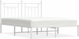 vidaXL - Bedframe - met - hoofdbord - metaal - wit - 140x200 - cm