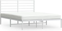 vidaXL - Bedframe - met - hoofdbord - metaal - wit - 140x200 - cm