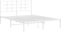 vidaXL - Bedframe - met - hoofdbord - metaal - wit - 140x200 - cm
