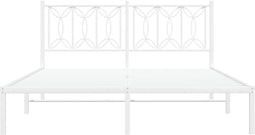 vidaXL - Bedframe - met - hoofdbord - metaal - wit - 150x200 - cm