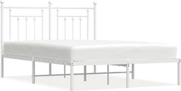 vidaXL - Bedframe - met - hoofdbord - metaal - wit - 150x200 - cm