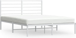 vidaXL - Bedframe - met - hoofdbord - metaal - wit - 150x200 - cm