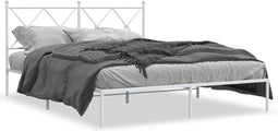 vidaXL - Bedframe - met - hoofdbord - metaal - wit - 150x200 - cm