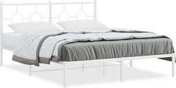 vidaXL - Bedframe - met - hoofdbord - metaal - wit - 150x200 - cm