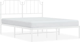 vidaXL - Bedframe - met - hoofdbord - metaal - wit - 150x200 - cm