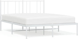 vidaXL - Bedframe - met - hoofdbord - metaal - wit - 160x200 - cm