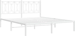 vidaXL - Bedframe - met - hoofdbord - metaal - wit - 160x200 - cm