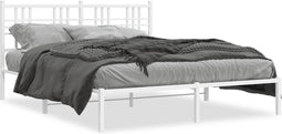 vidaXL - Bedframe - met - hoofdbord - metaal - wit - 160x200 - cm