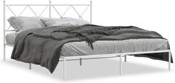 vidaXL - Bedframe - met - hoofdbord - metaal - wit - 160x200 - cm