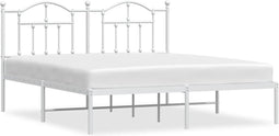 vidaXL - Bedframe - met - hoofdbord - metaal - wit - 160x200 - cm