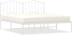 vidaXL - Bedframe - met - hoofdbord - metaal - wit - 160x200 - cm